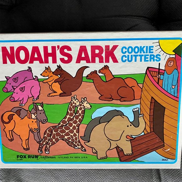 Vintage Noah's Ark Christmas Set 7 Metal Cookies Cutters in Box Fox Run 1985 - Picture 1 of 3